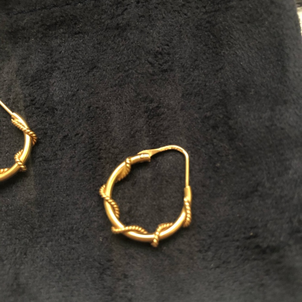 Dainty Gold Tone Lightweight Twisted Hoop Earrings - Picture 4 of 10